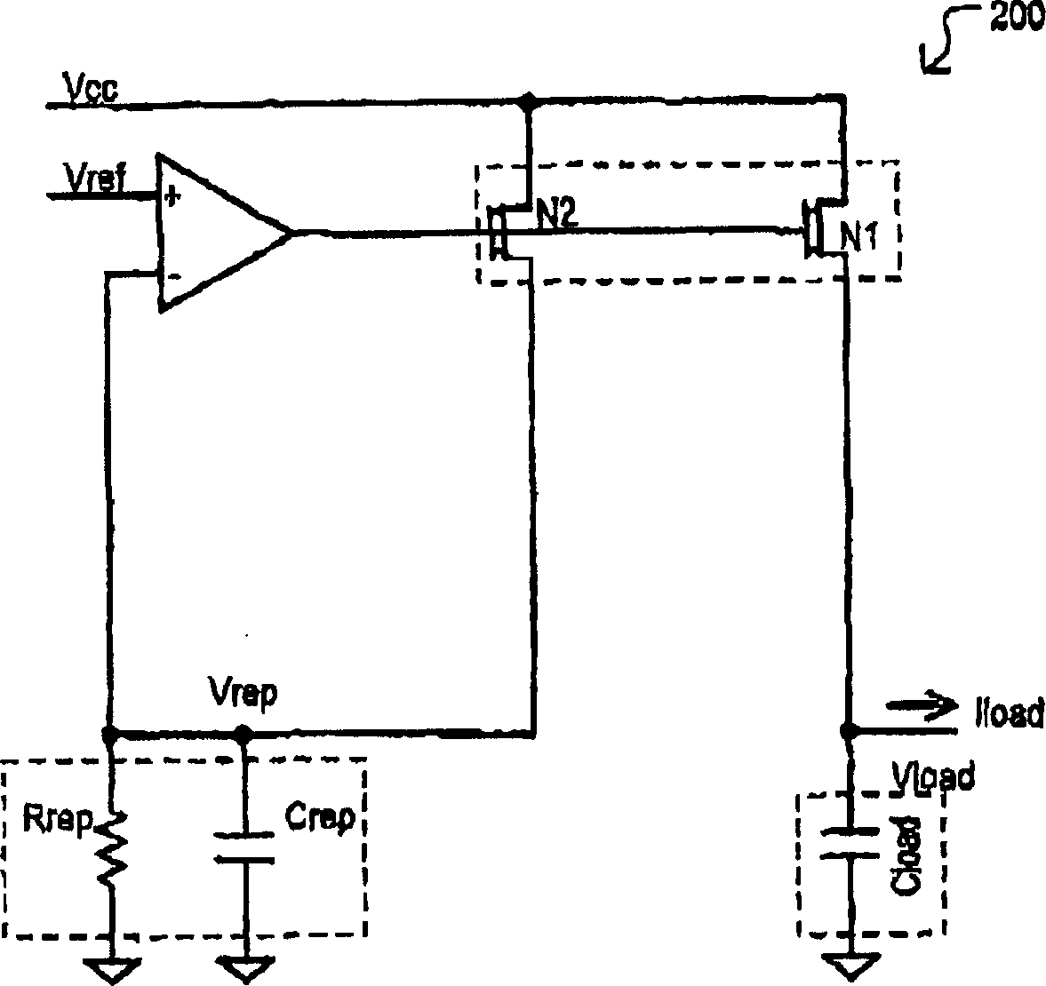 Replica biased voltage regulator