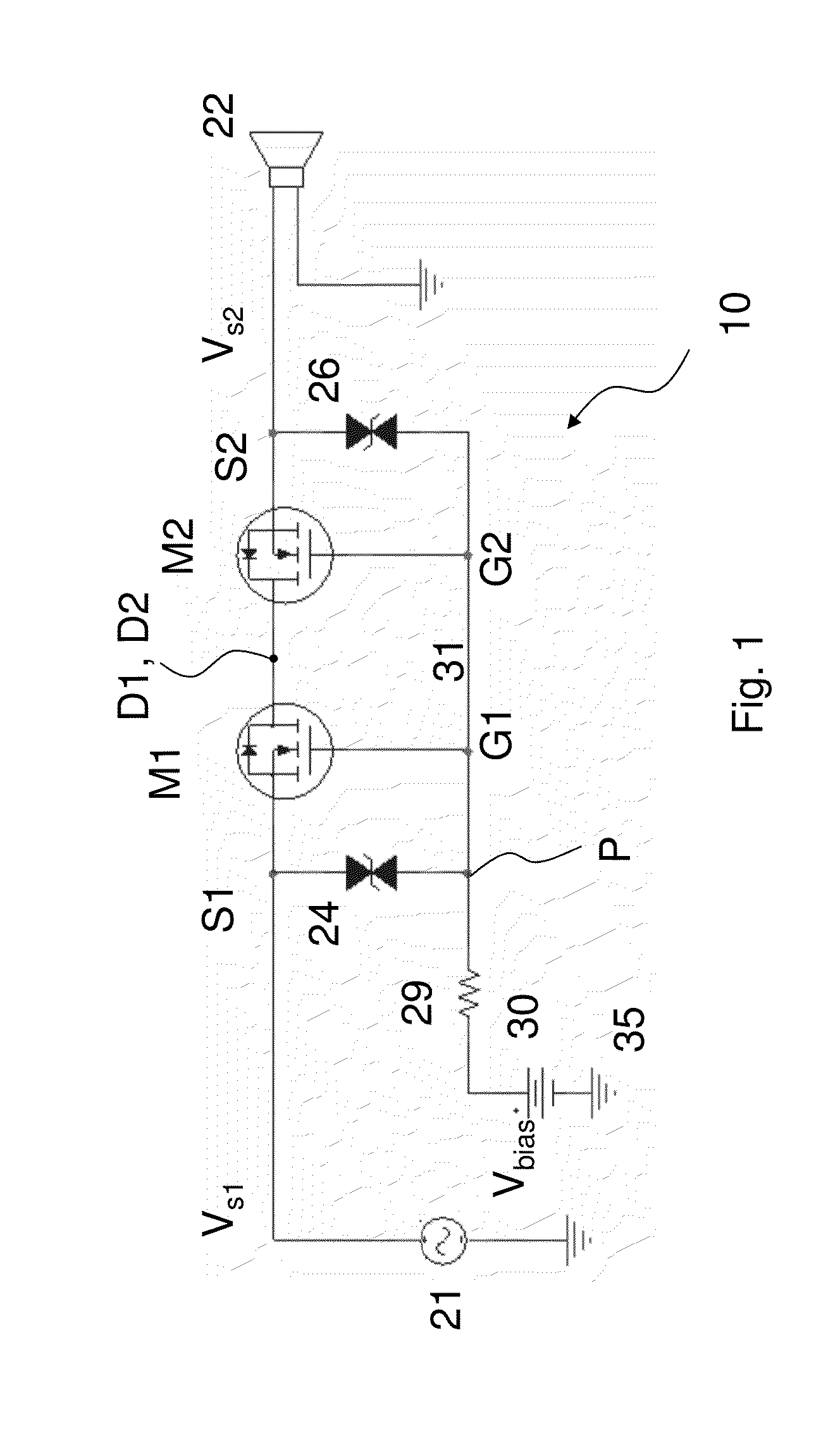 Solid state relay circuit arrangement for audio signals and switching system