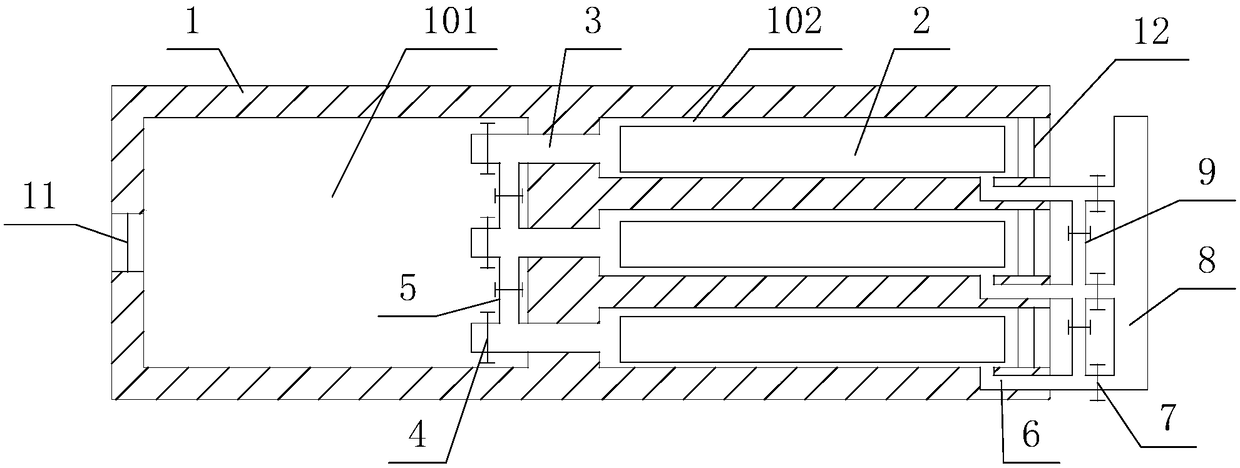 Internal and external mixed heating type continuous carbonizing device