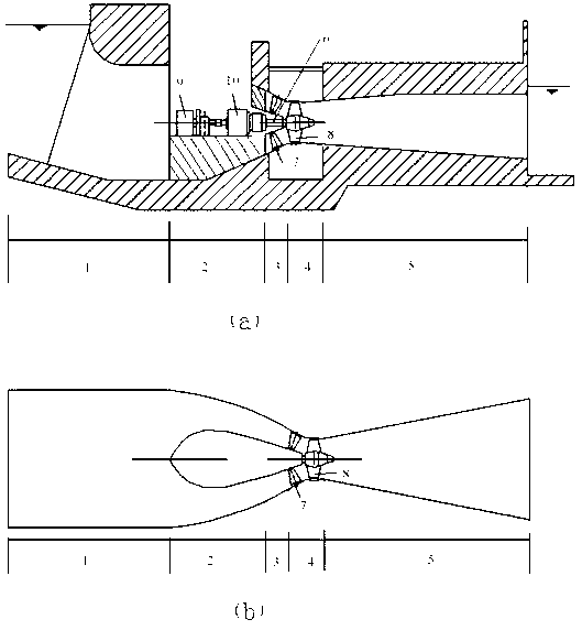 Low water head vertical shaft through-flow bi-directional efficient turbine runner as well as electromechanical device and mated flow passage thereof