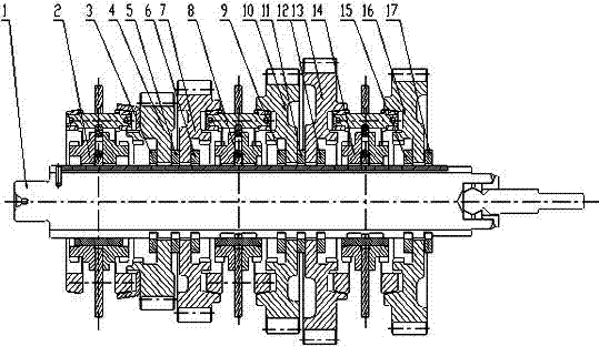 Dual-middle-shaft all synchromesh ten-gear transmission
