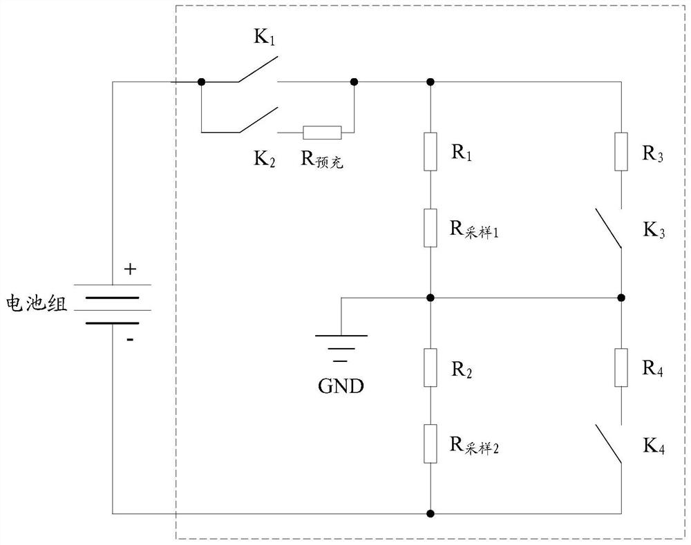 An insulating circuit, battery pack leakage detection method and hardware detection method