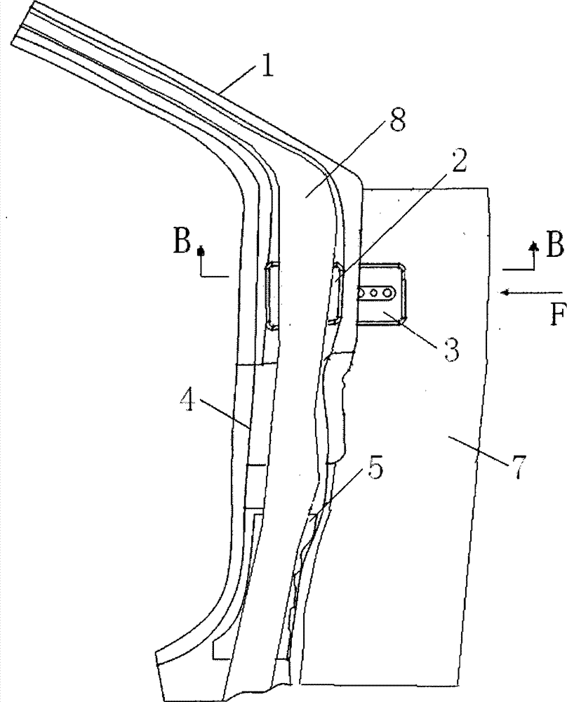 A-column reinforced assembly of car body and A-column reinforced structure of car body using same