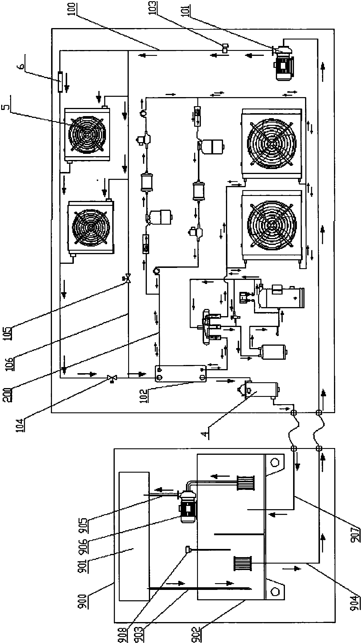 Temperature-controlled industrial constant-temperature device of hydraulic bypass with piston type pressure-relief valve