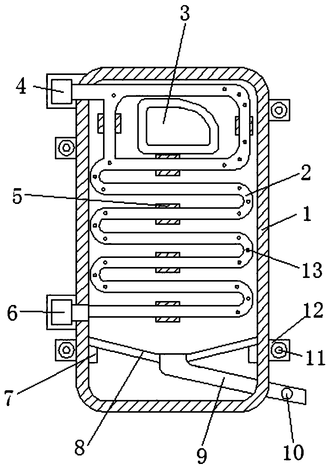 Water inlet device convenient for removing bubbles for combustion boiler