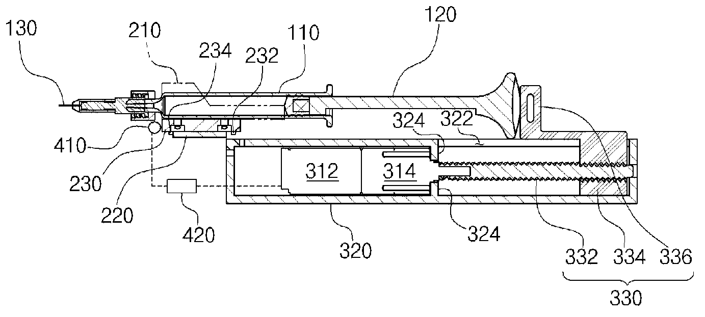 Drug injecting apparatus for use in skin surgery