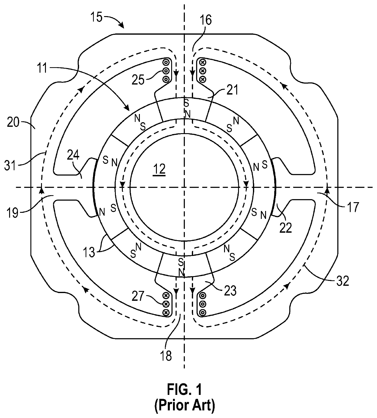 4-stator-pole step motor with passive inter-poles