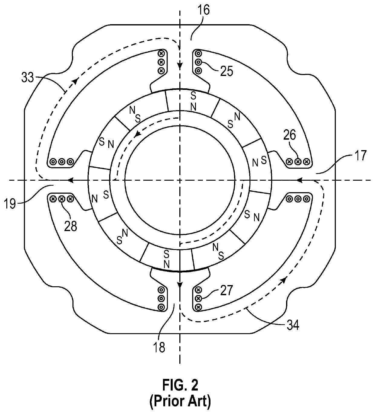 4-stator-pole step motor with passive inter-poles