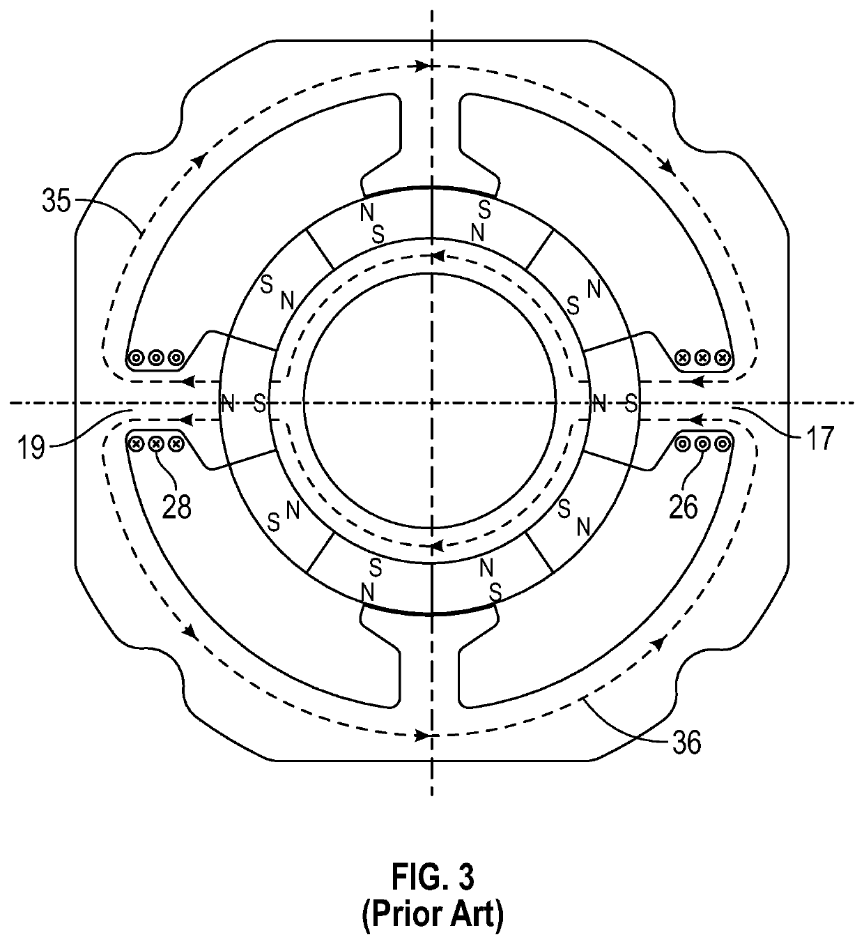 4-stator-pole step motor with passive inter-poles