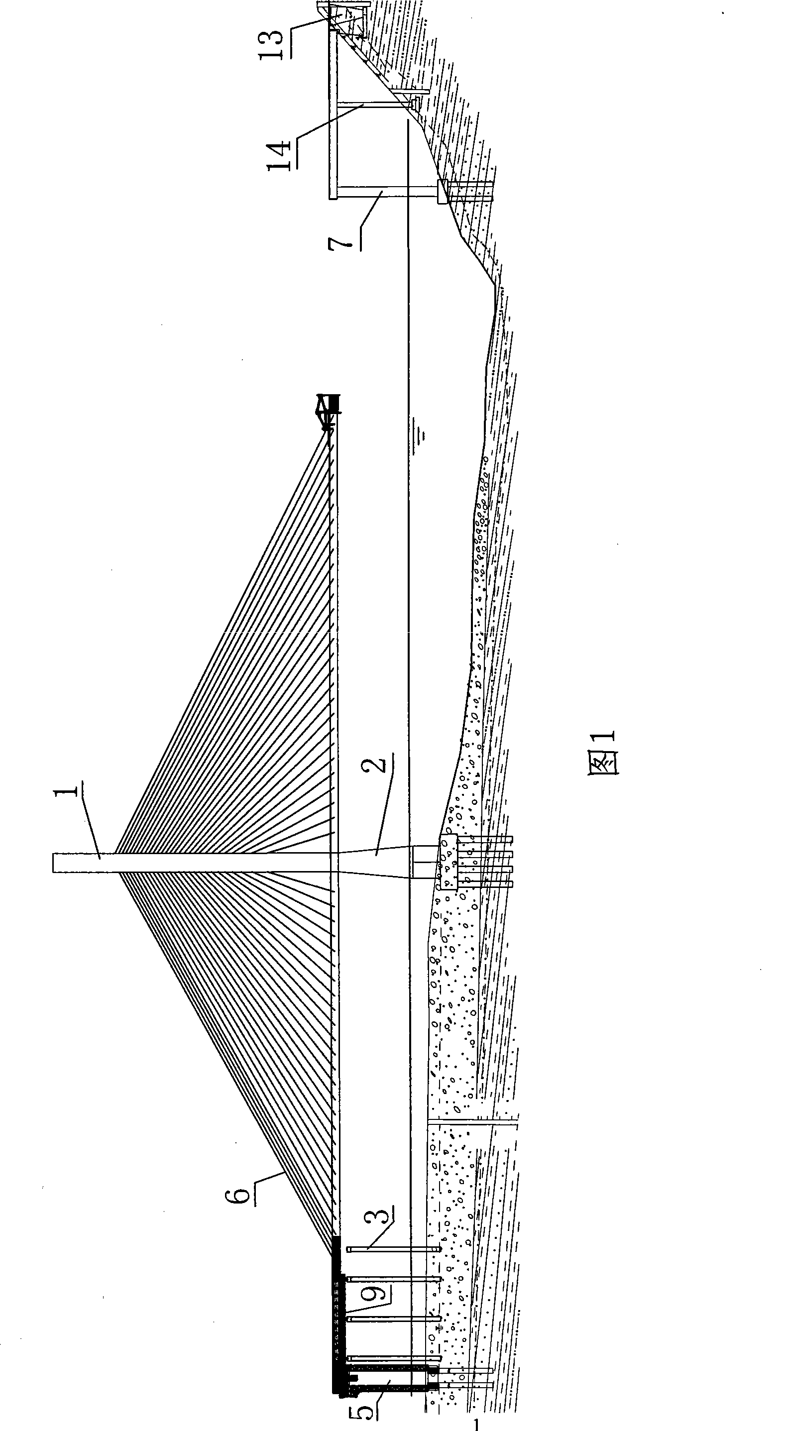 Counter weight control construction method for large span un-symmetric segment stayed-cable bridge