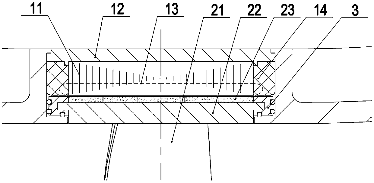 Full-through-flow shaftless bidirectional ocean current power generation device