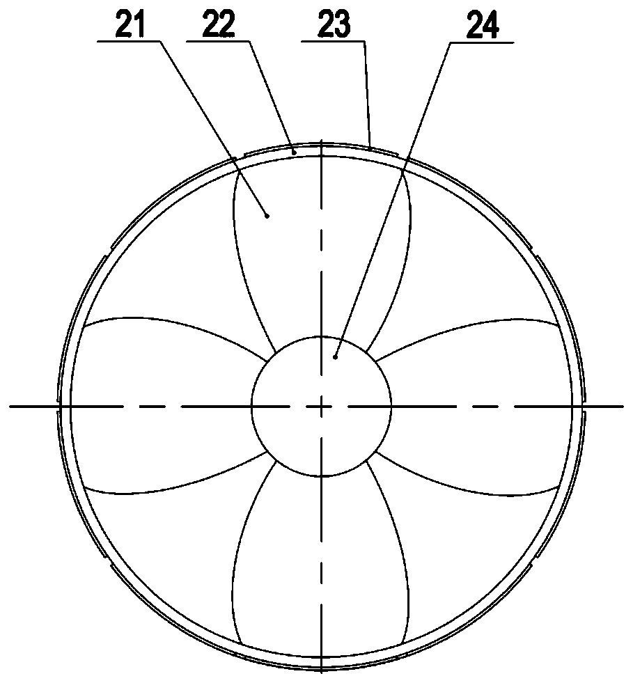 Full-through-flow shaftless bidirectional ocean current power generation device