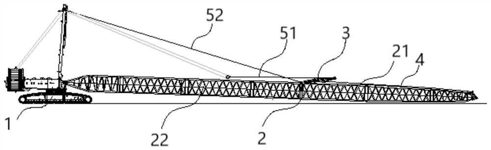 Crane and method for lifting main arm of crane