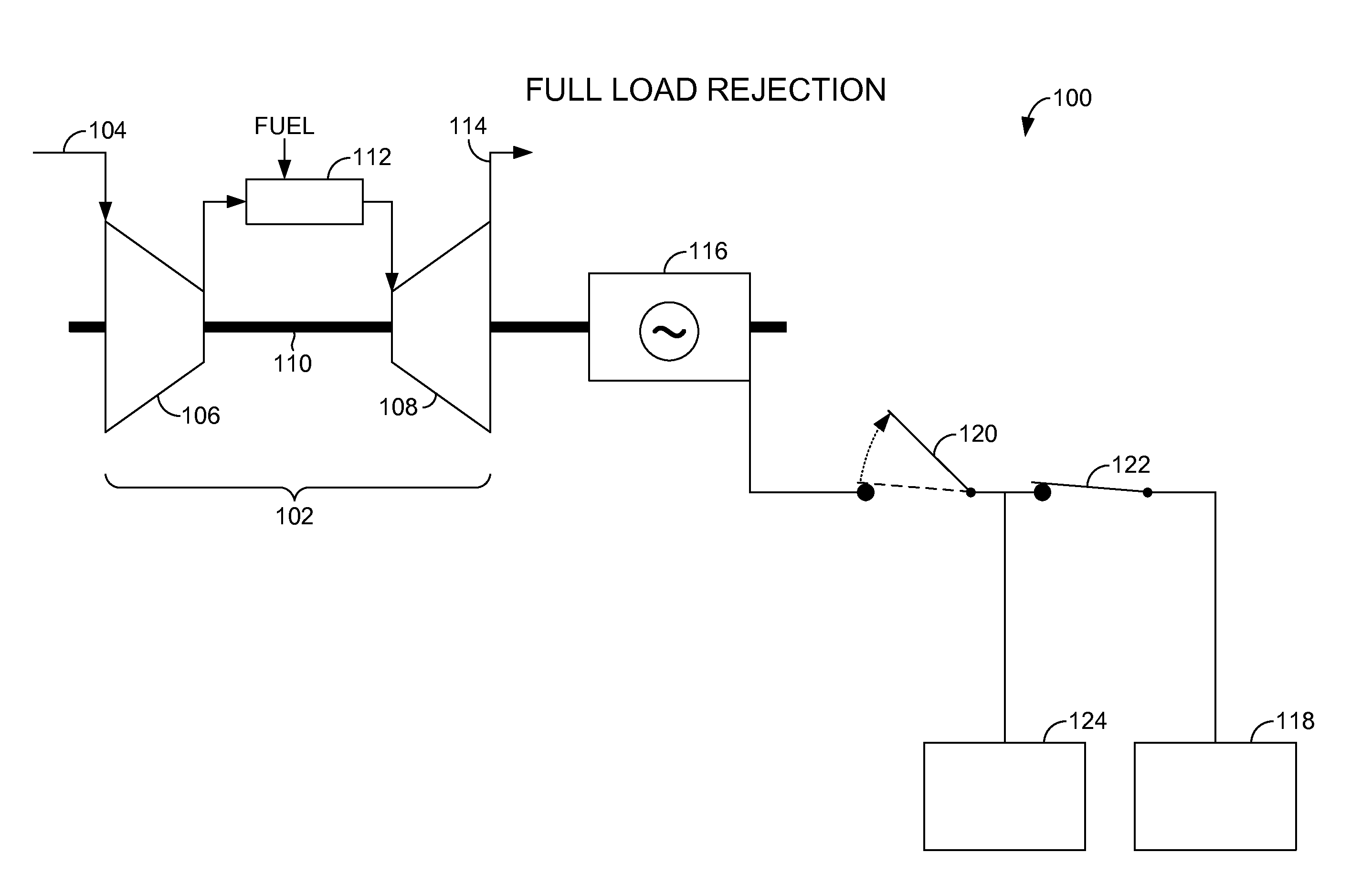 Load rejection and recovery using a secondary fuel nozzle