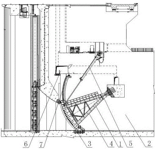 A hoisting method for a submersible double lifting point arc gate for hydraulic opening and closing