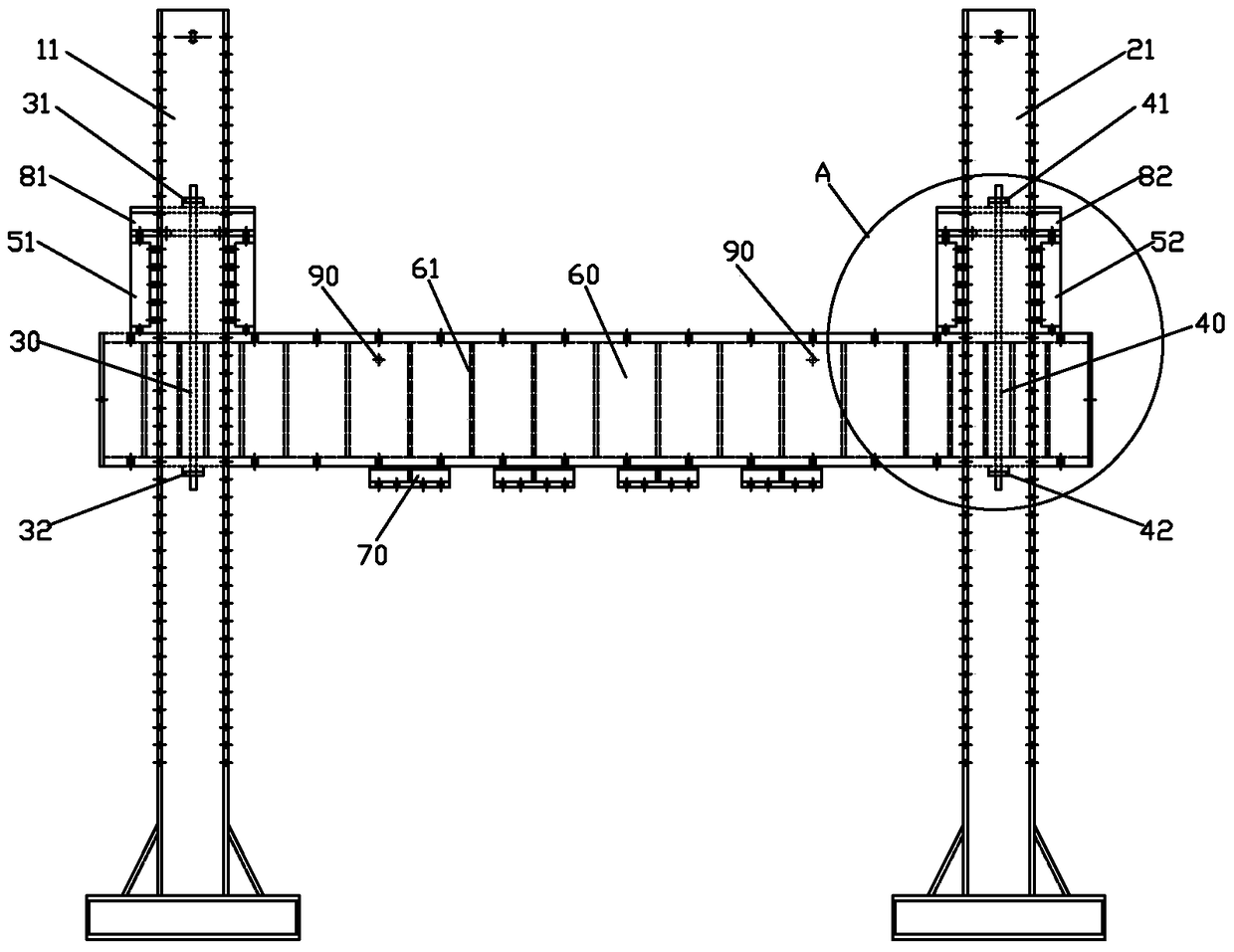 A pull rod type planar reaction force device