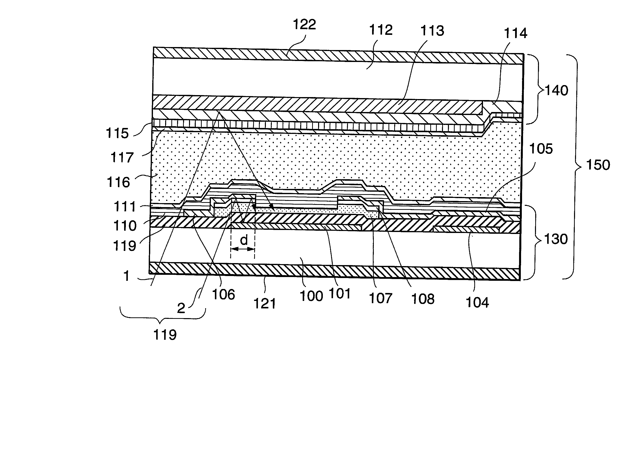 Active matrix liquid crystal display device and switching element used therein