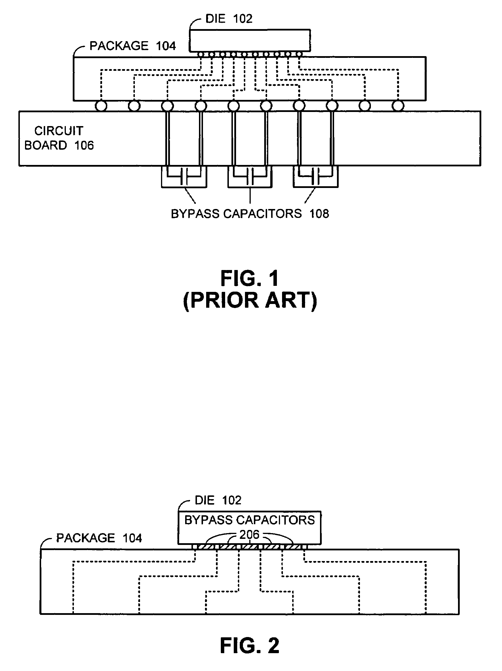 Apparatus for providing capacitive decoupling between on-die power and ground conductors