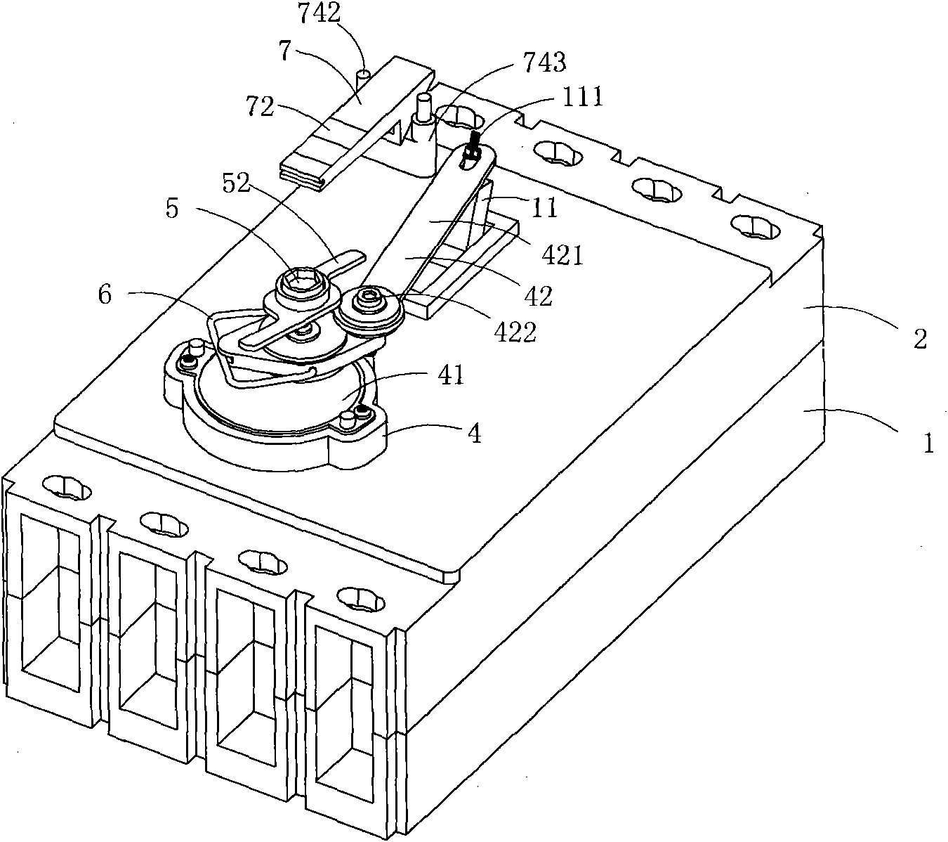 Molded case circuit breaker comprising on and off indicating mechanism