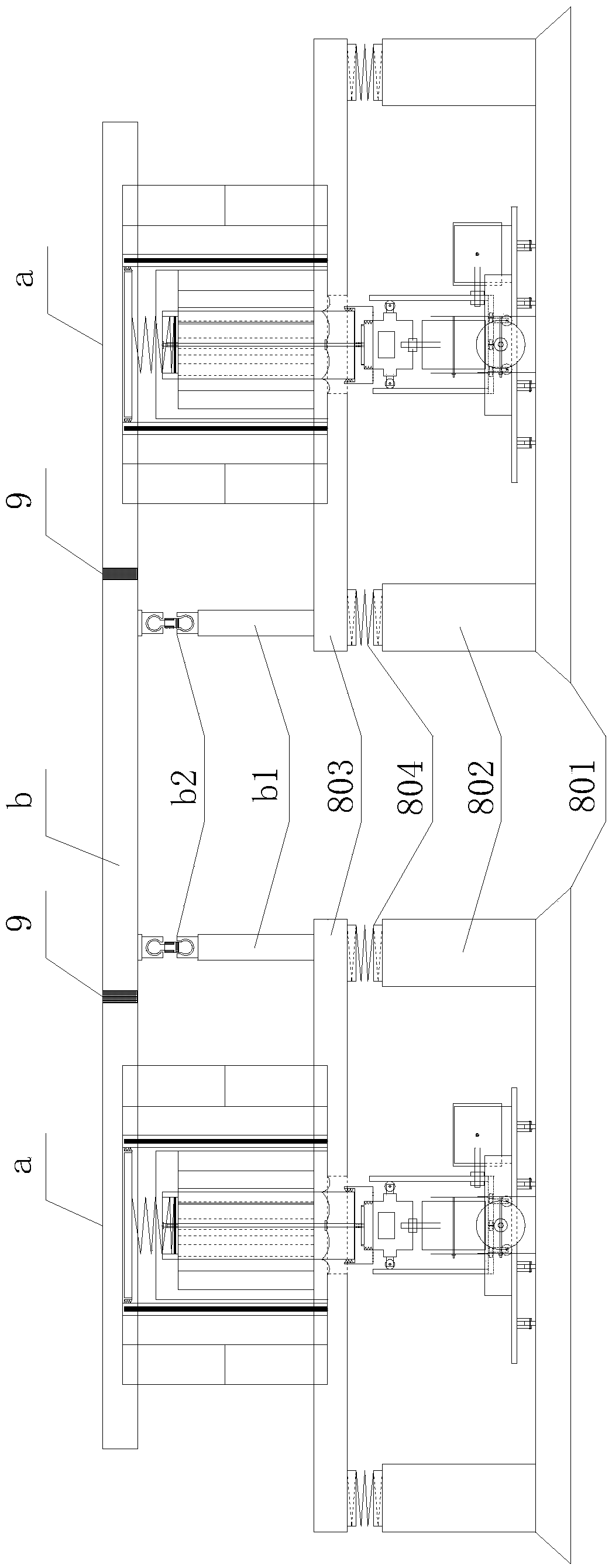 Continuous test device suitable for simulating multi-point seismic input boundary