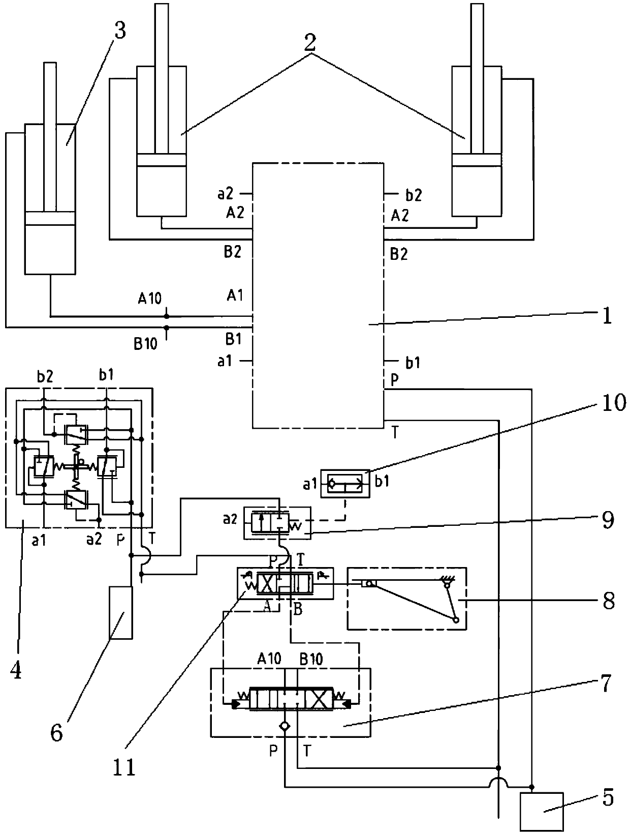 Hydraulic system for loading machine working device