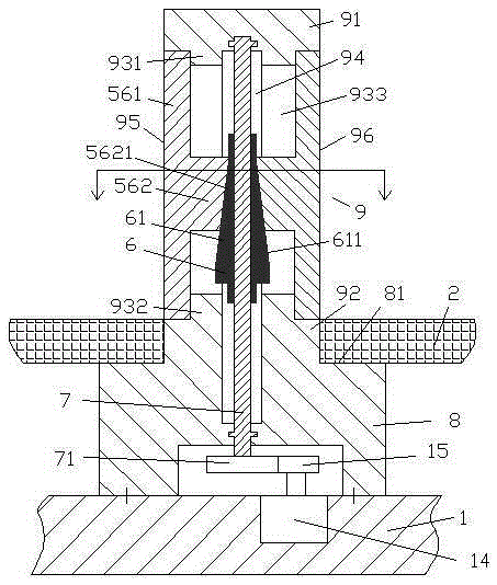 Fixing column device used for PCB circuit board and transmitted by gear