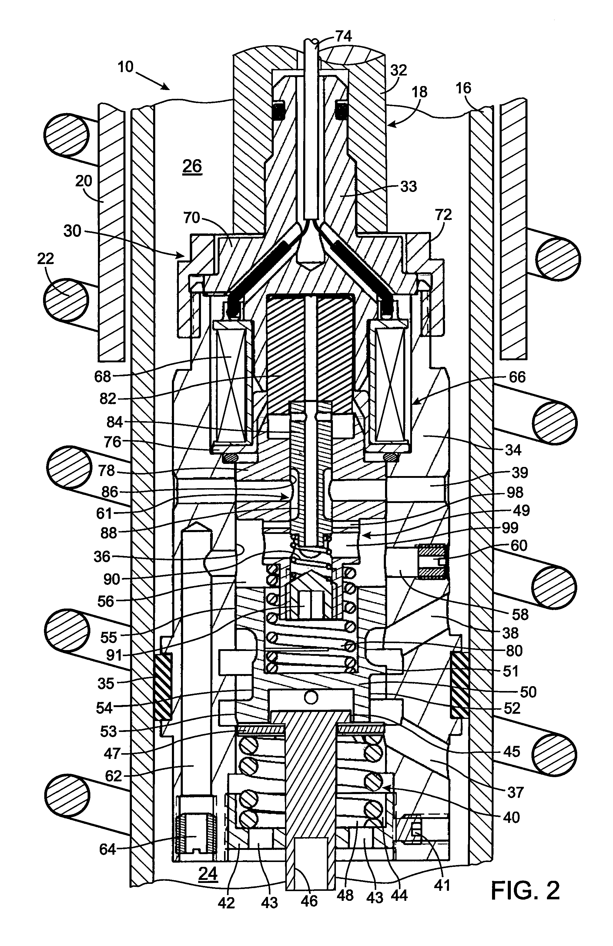 Hydraulic vibration damper piston with an integral electrically operated adjustment valve