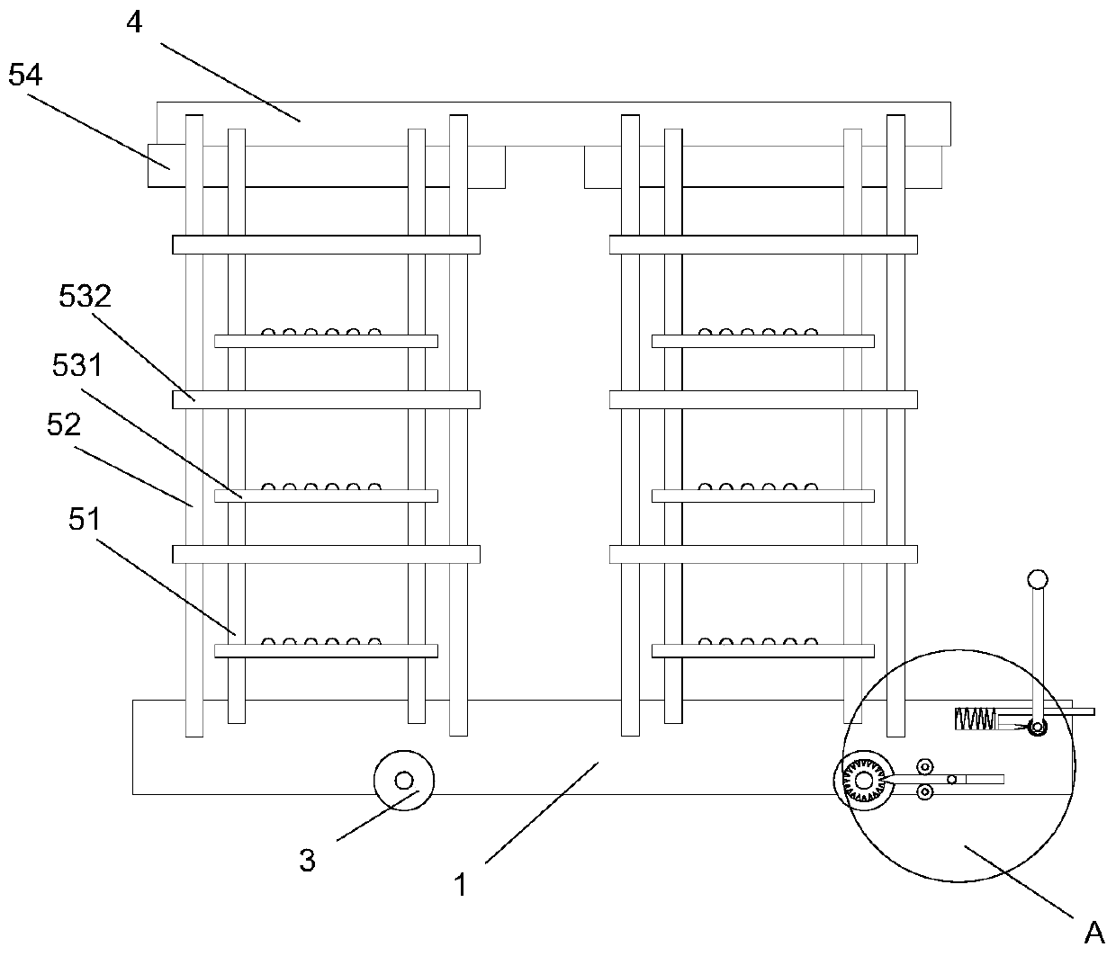 A transport vehicle for convenient wheel stacking