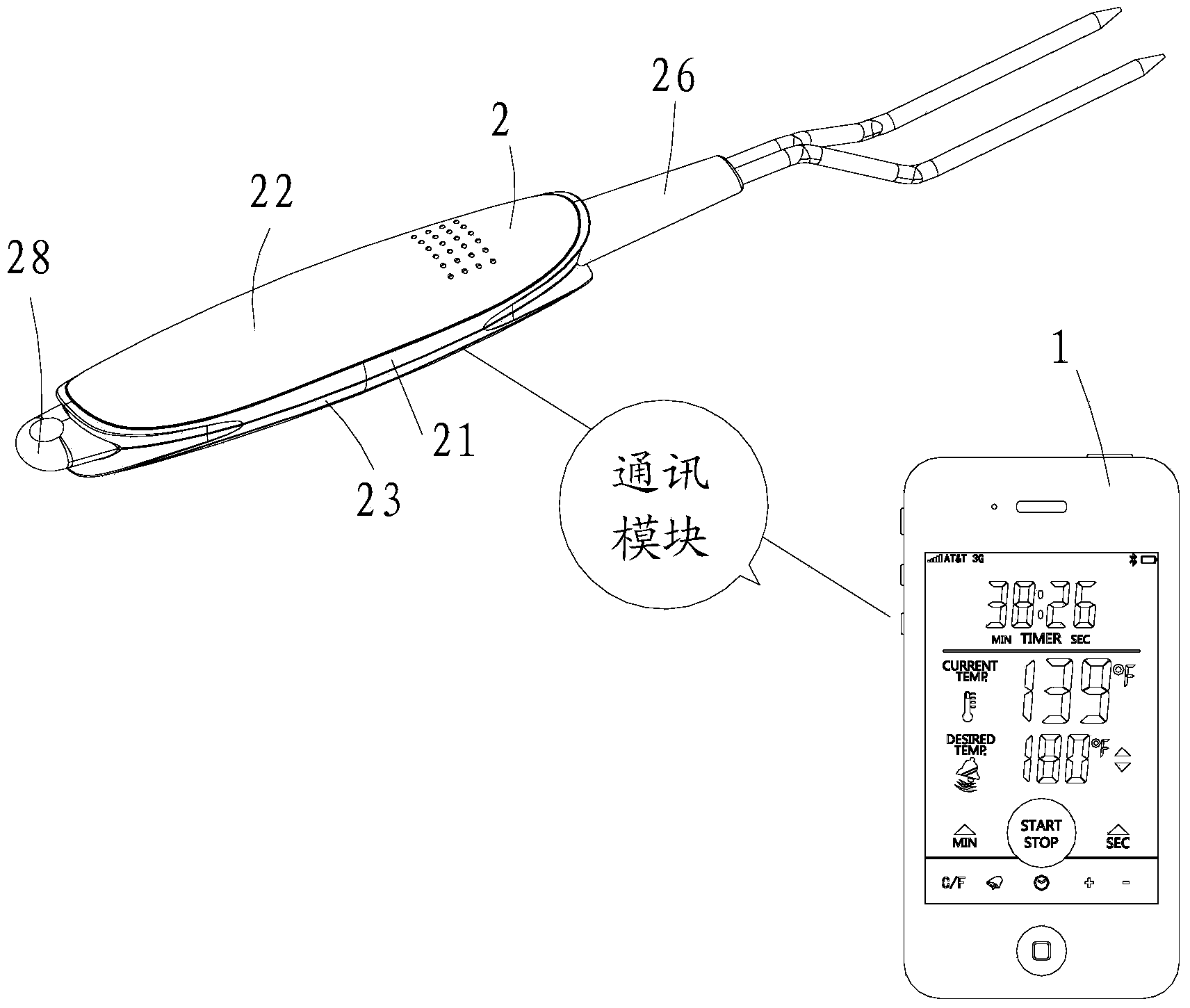 Method and equipment for displaying barbecuing data on handheld equipment
