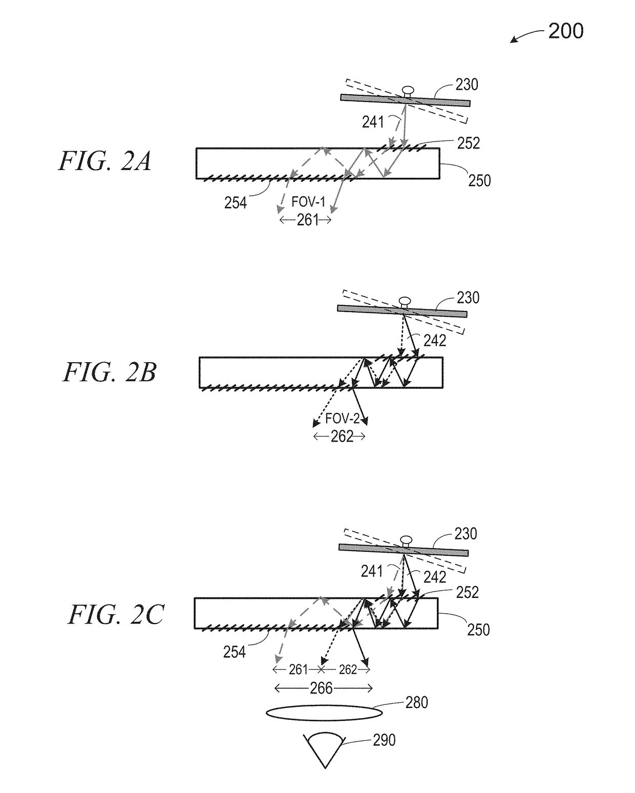 Method and system for large field of view display with scanning reflector