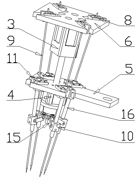 Insertion and clamping end executor for transplanting pot seedlings