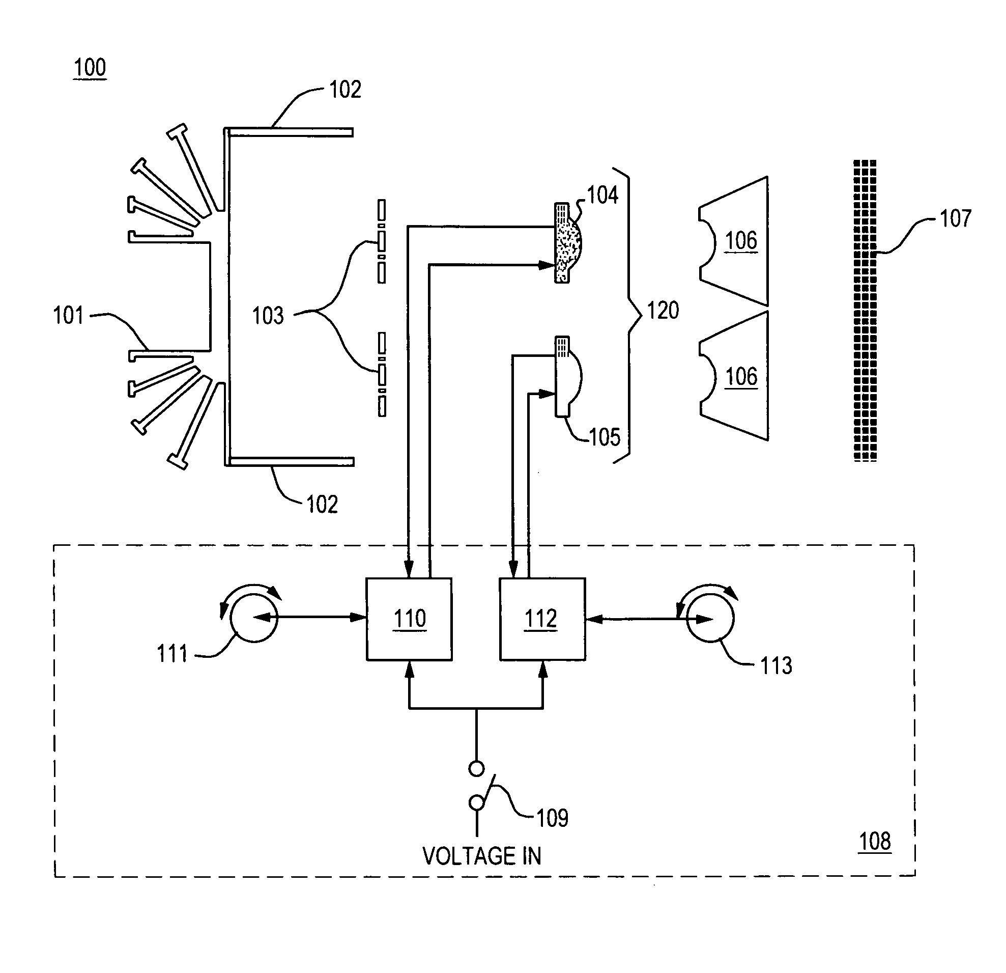 Virtual single light source having variable color temperature with integral thermal management