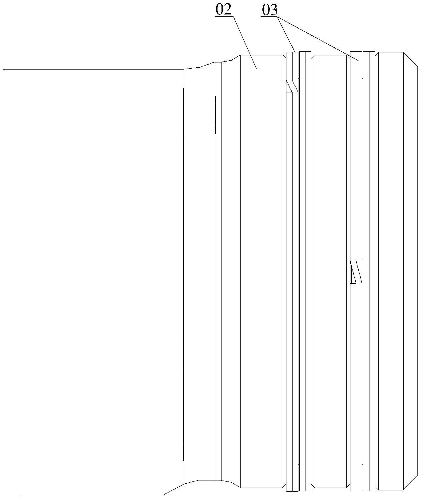 Seal device and segmented exhaust pipe with same