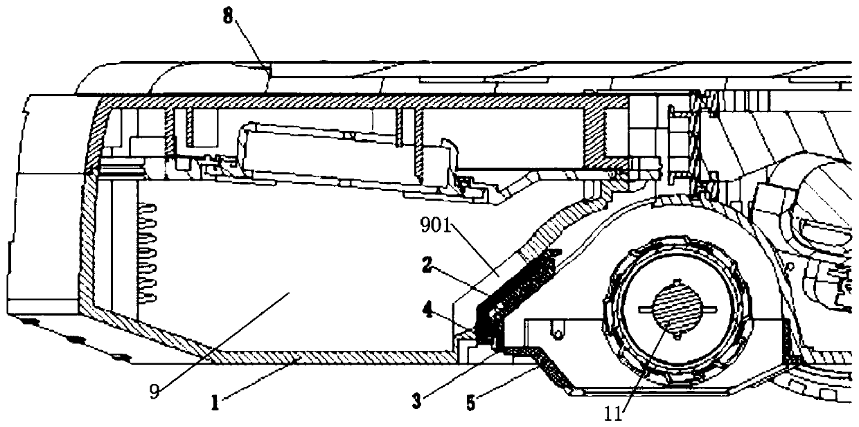 Device for preventing dust in sweeper dust collection box from falling