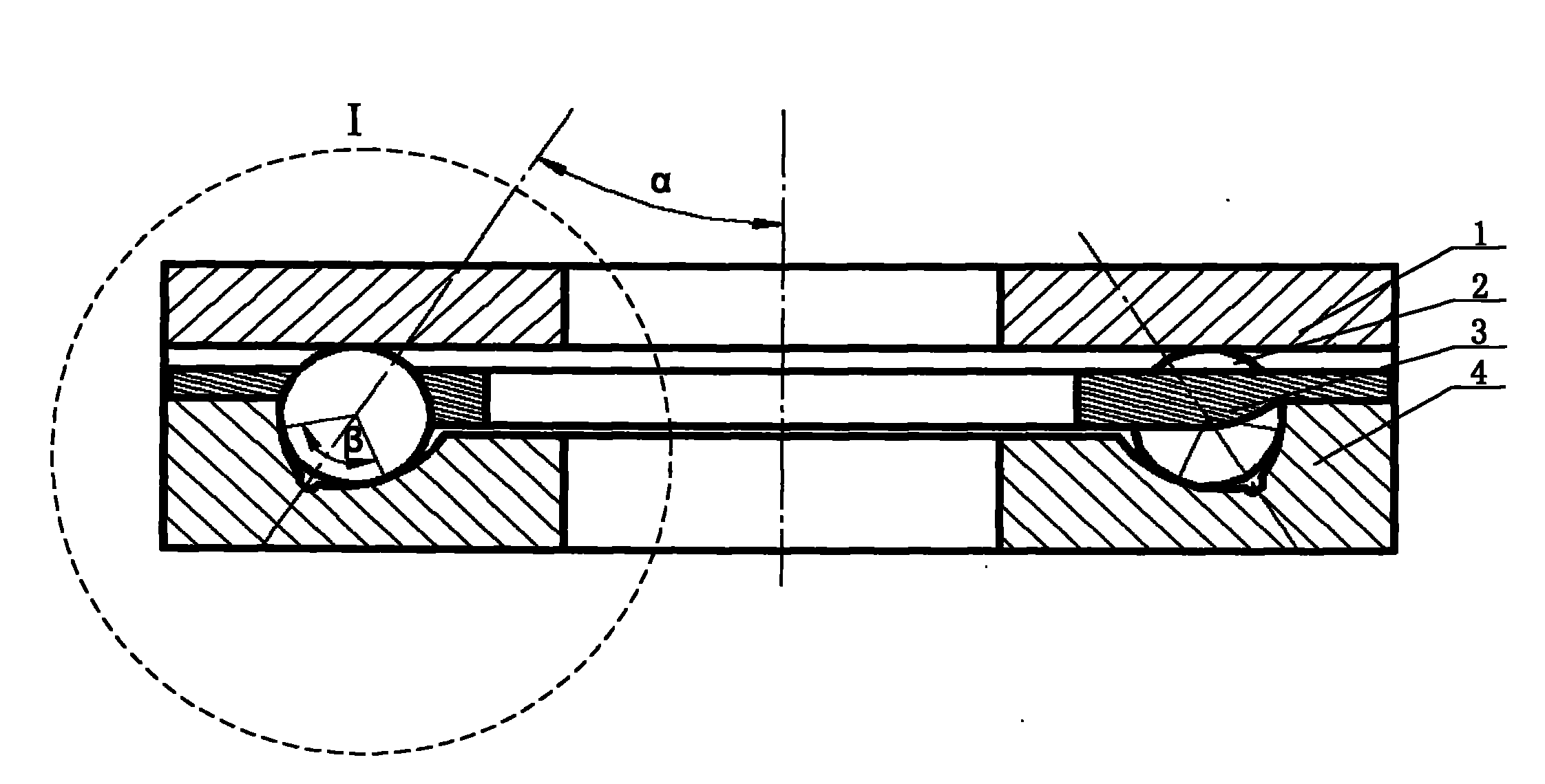 Three-point contact thrust ball bearing and design method