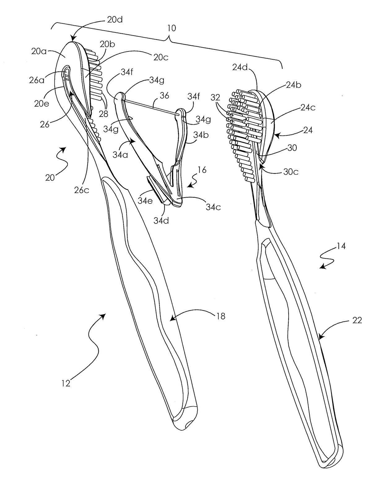 Double headed toothbrush with floss