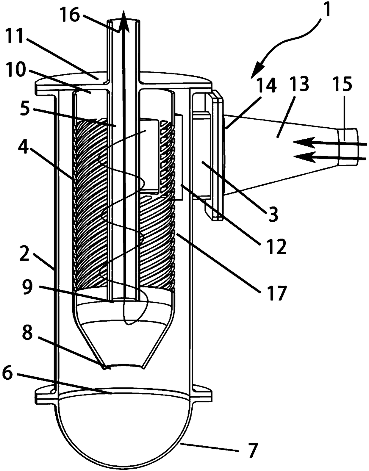 Gas filtering device and vacuum die-casting device