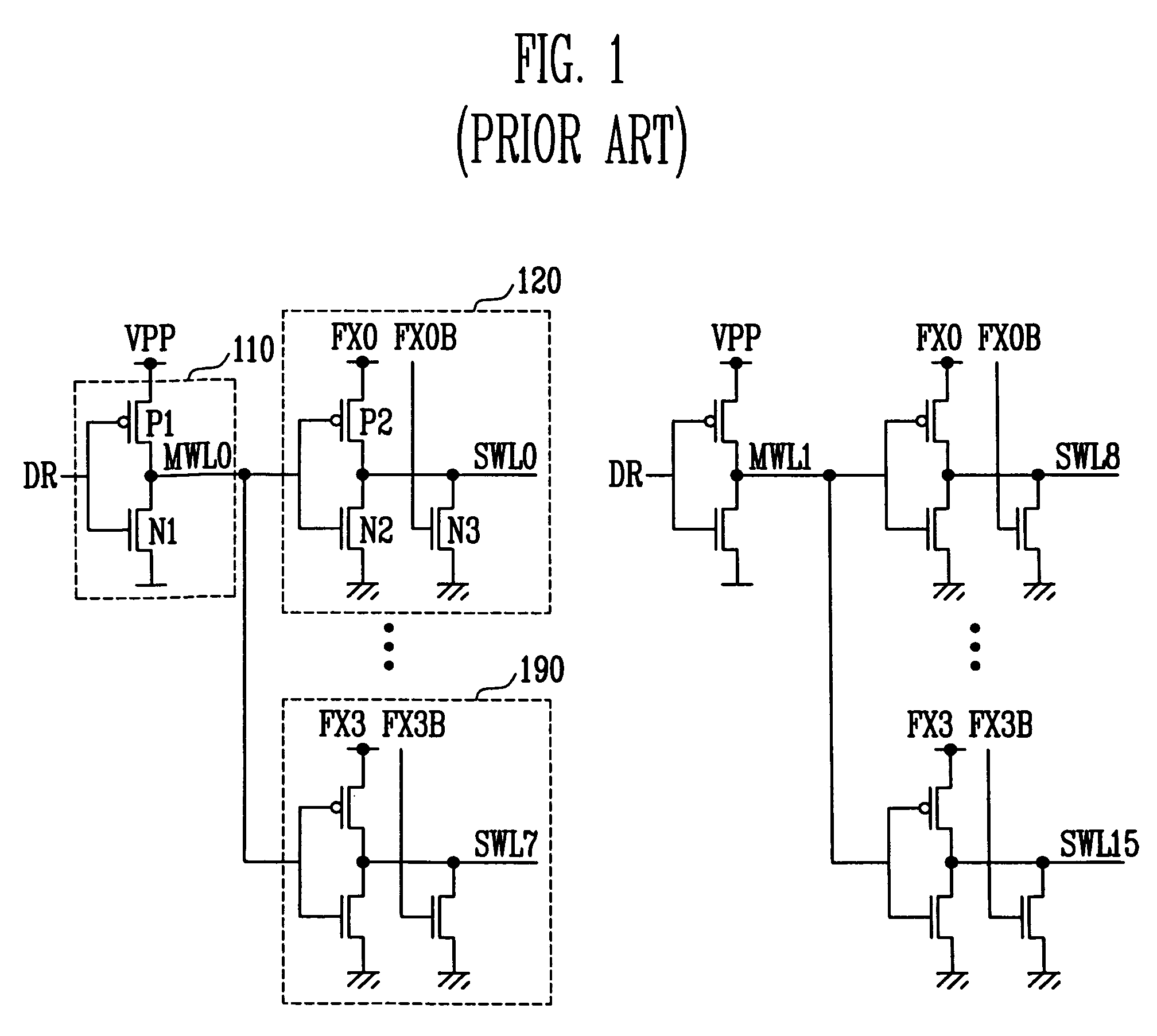 Word line driving circuit of semiconductor memory device