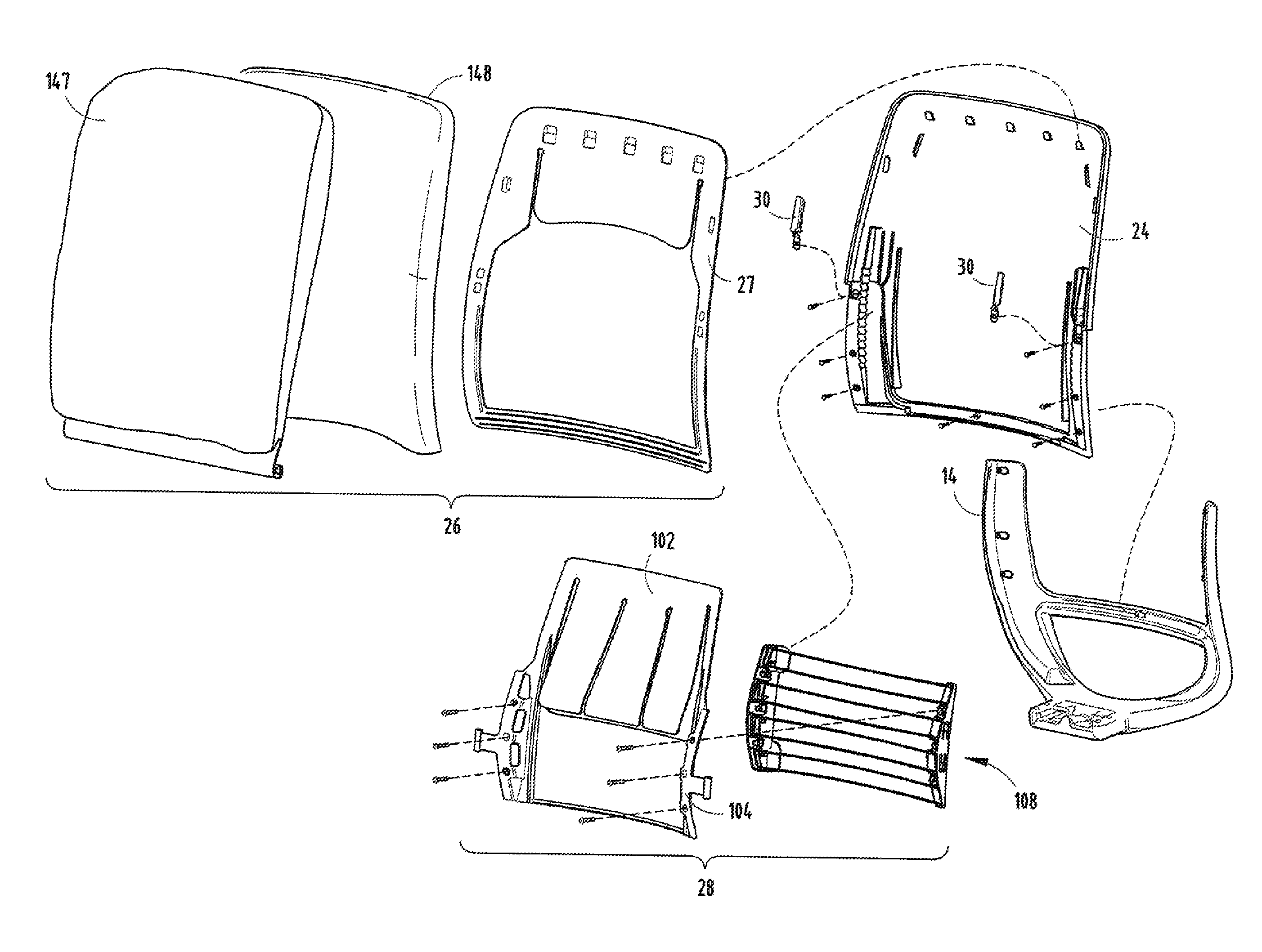 Chair back attachment and method of assembly