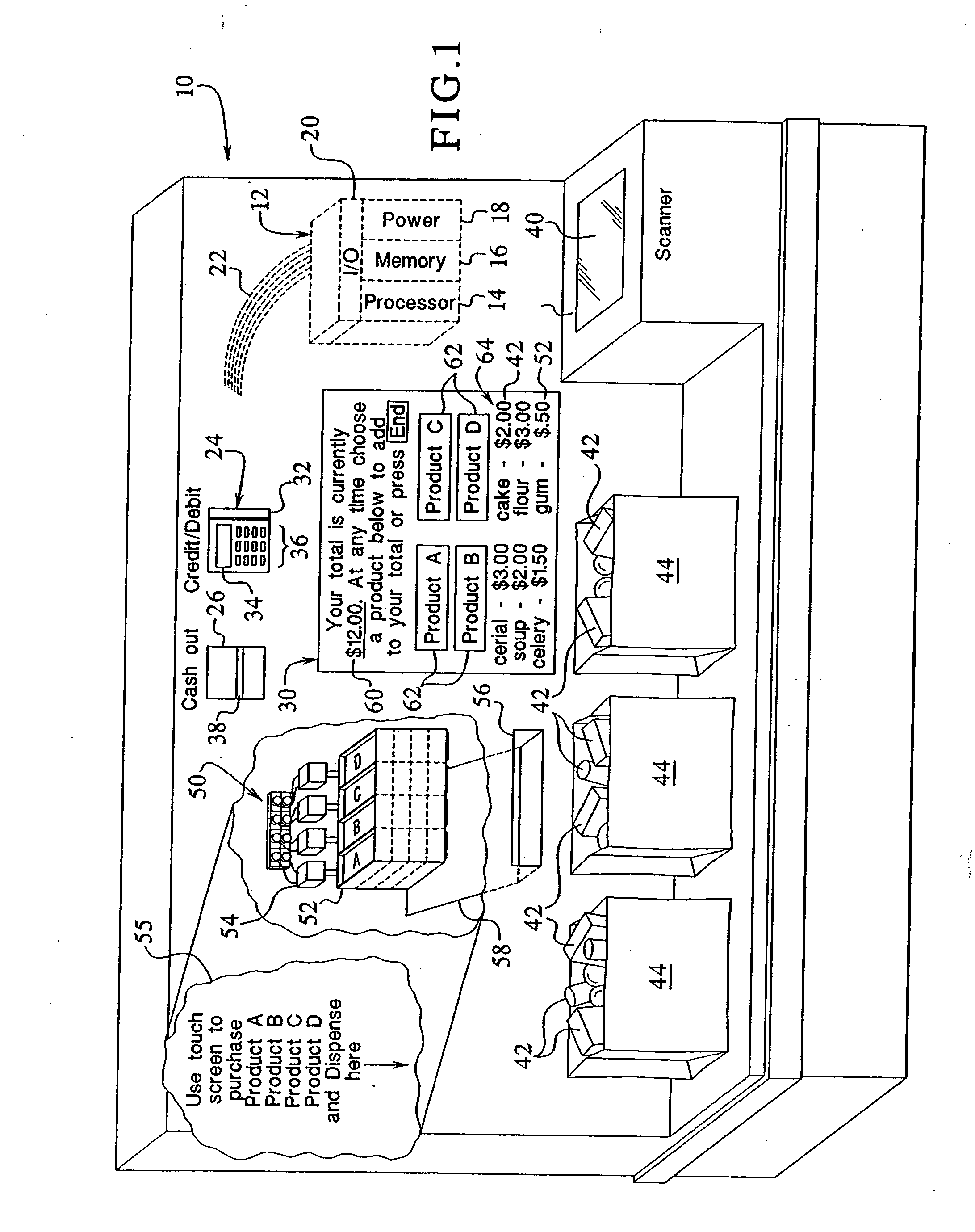 RF point of purchase apparatus and method of using same