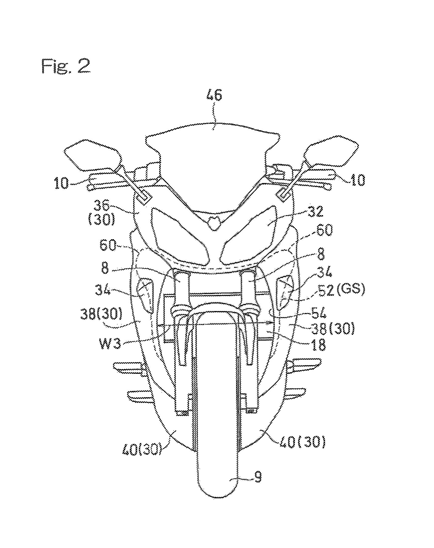 Air guiding structure for motorcycles