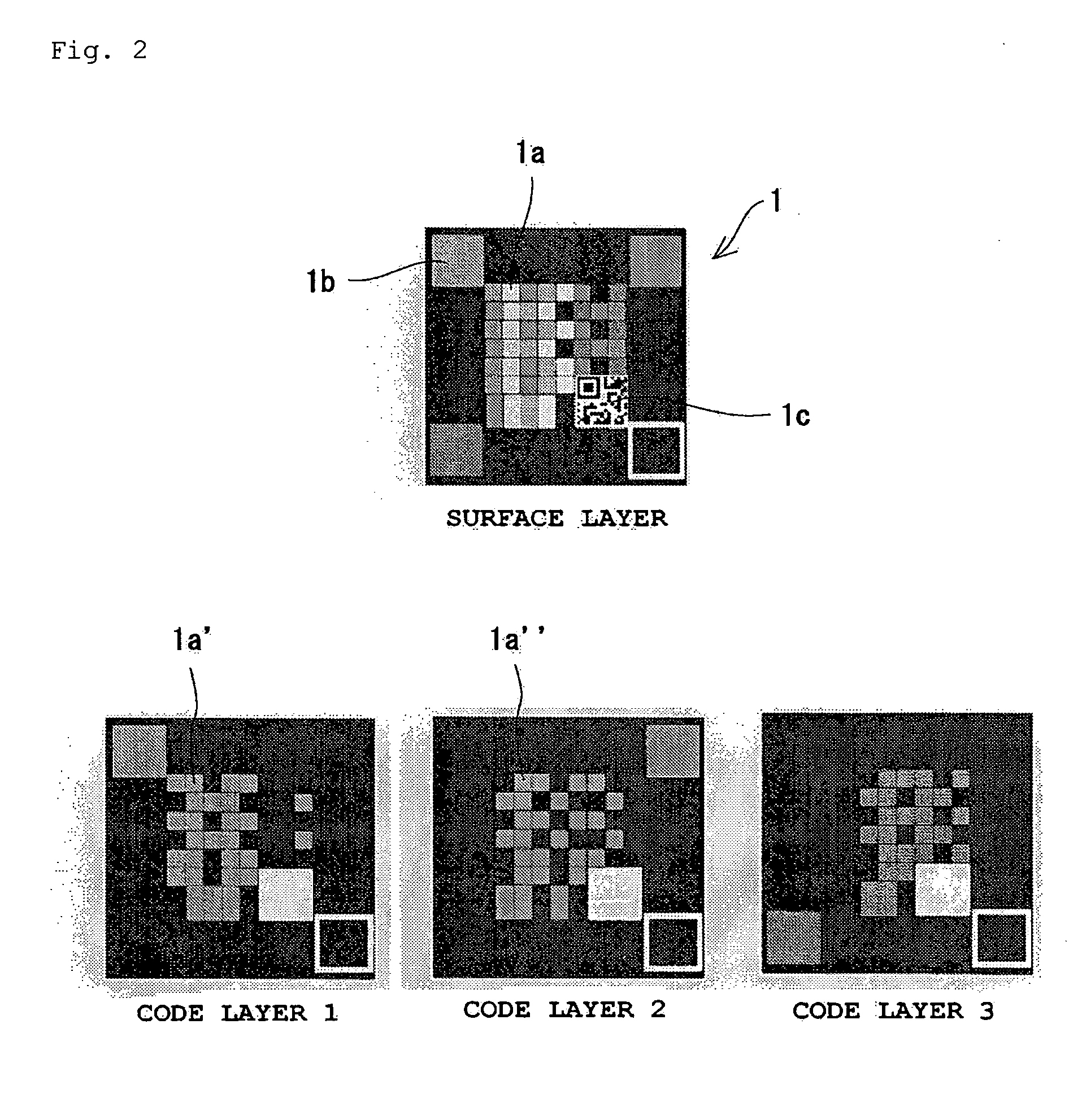 Layered two-dimensional code, creation method thereof, and read method
