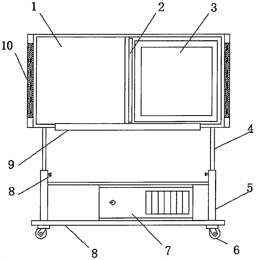 Teaching white board embedded with display screen