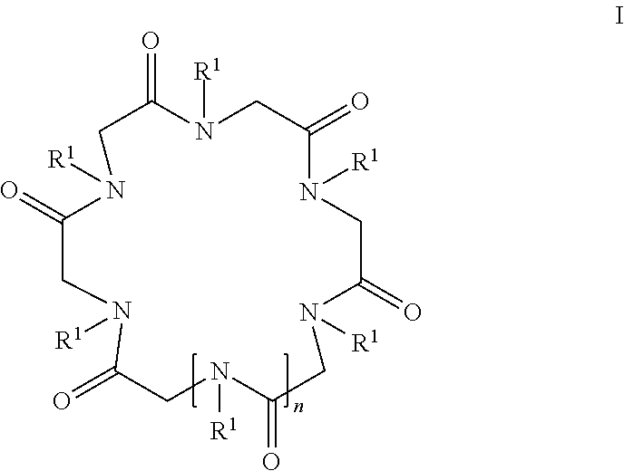 Cyclic peptoid oligomers, pharmaceutical compositions and methods of using the same