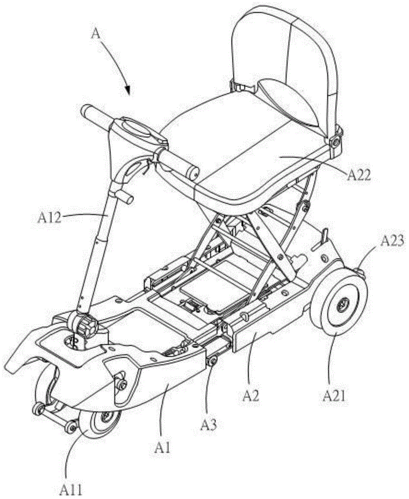 Folded electric Scooter with omnidirectional rotating towing wheel