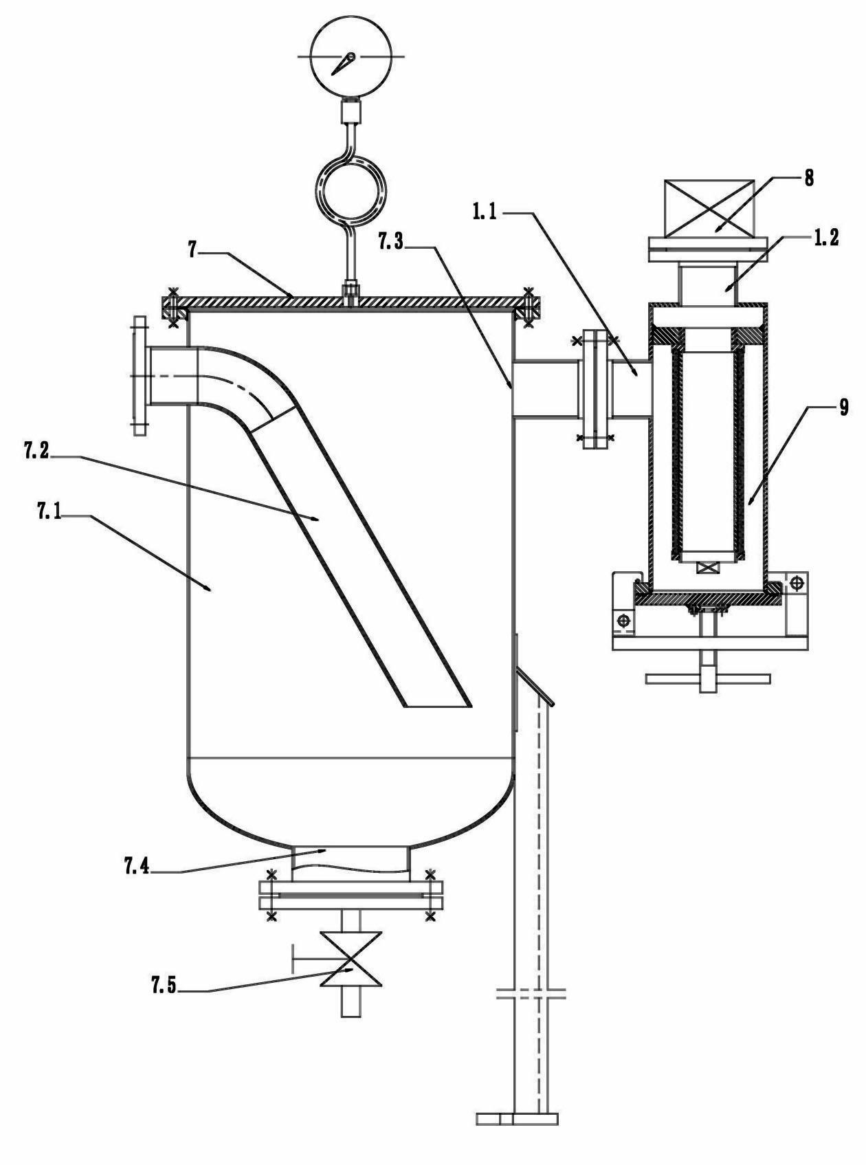 A dust removal device for a vacuum dryer