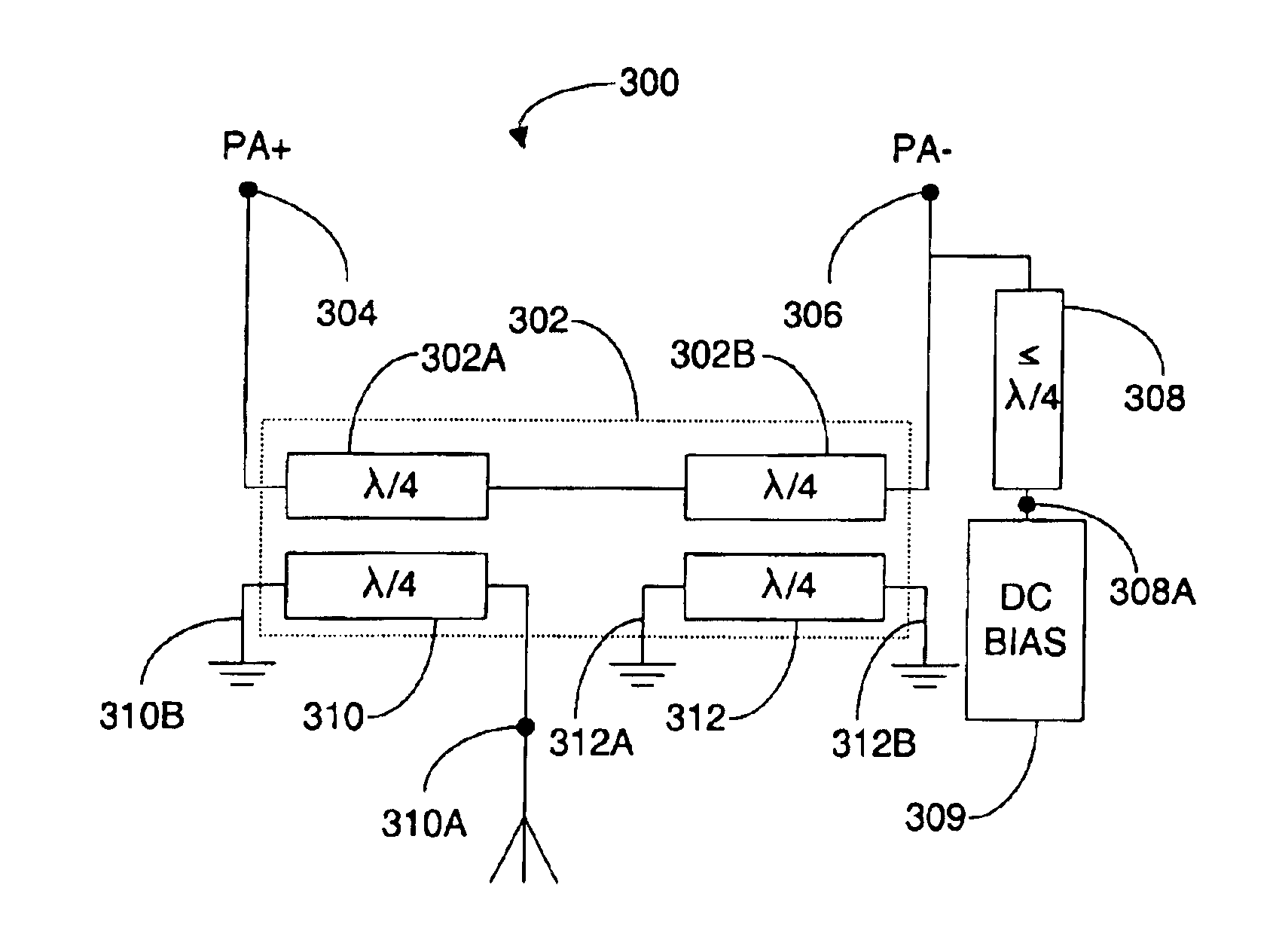 Single ended tuning of a differential power amplifier output