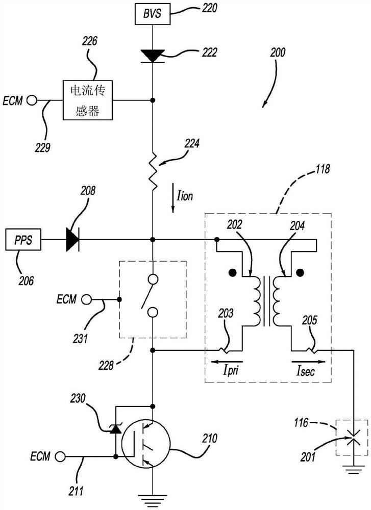 Ionization detector via spark plug coil shorting primary inductance