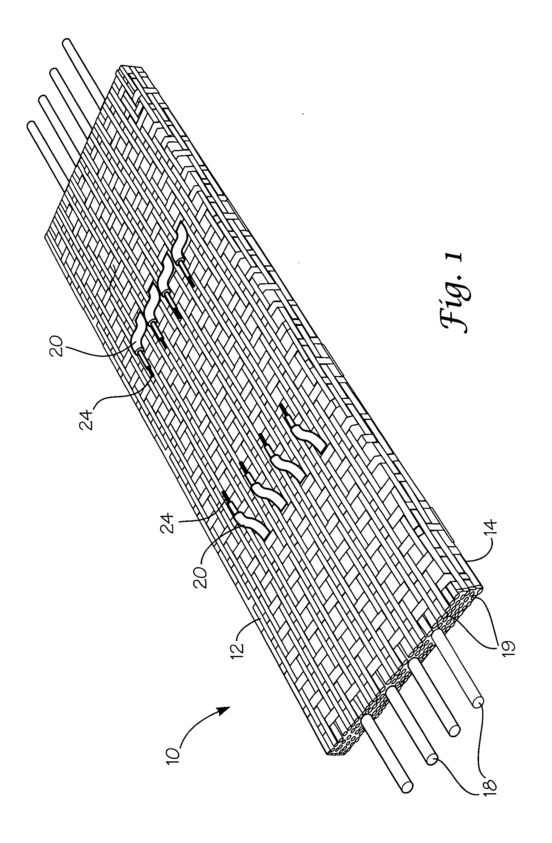 Elastic fabric with sinusoidally disposed wires