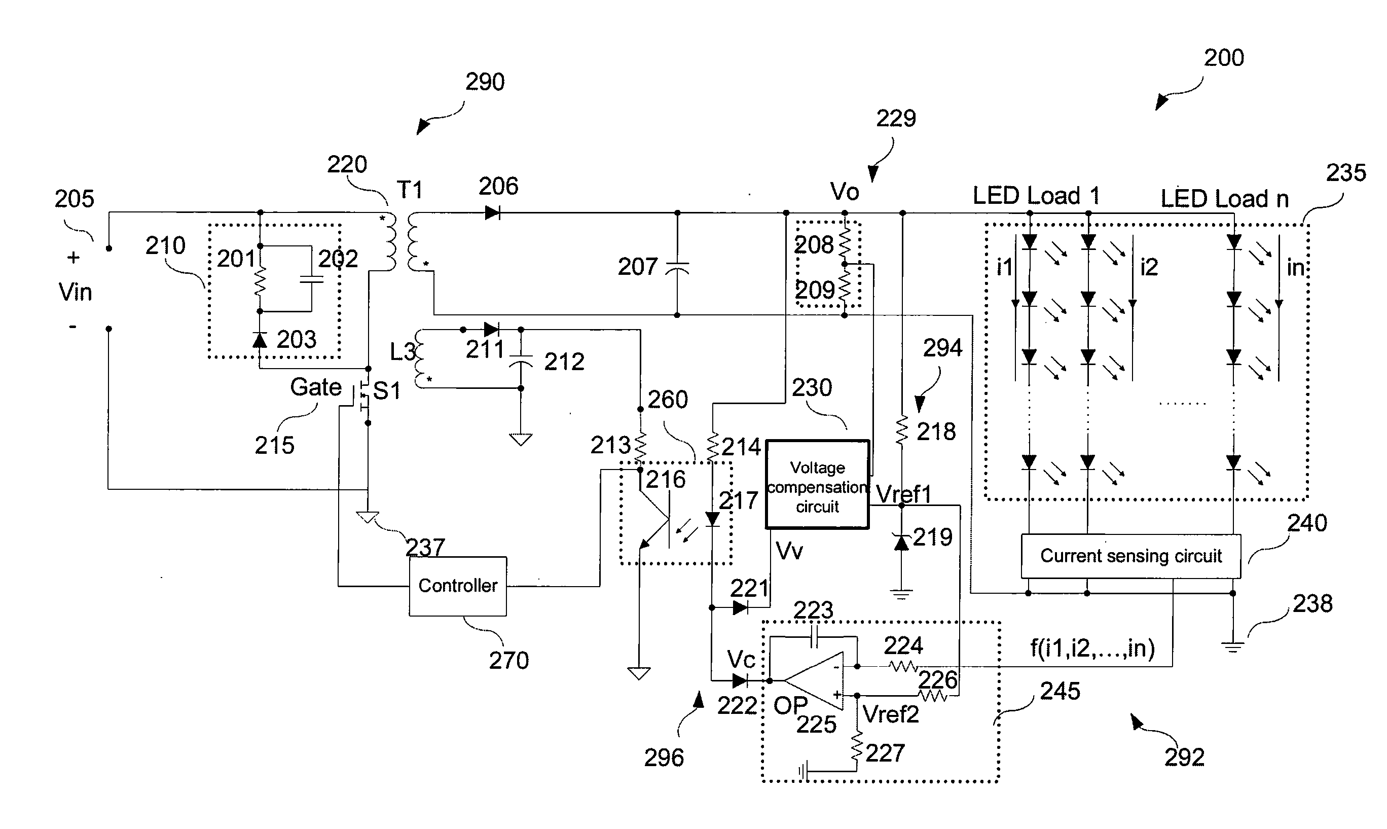 Power systems for driving light emitting diodes and associated methods of control